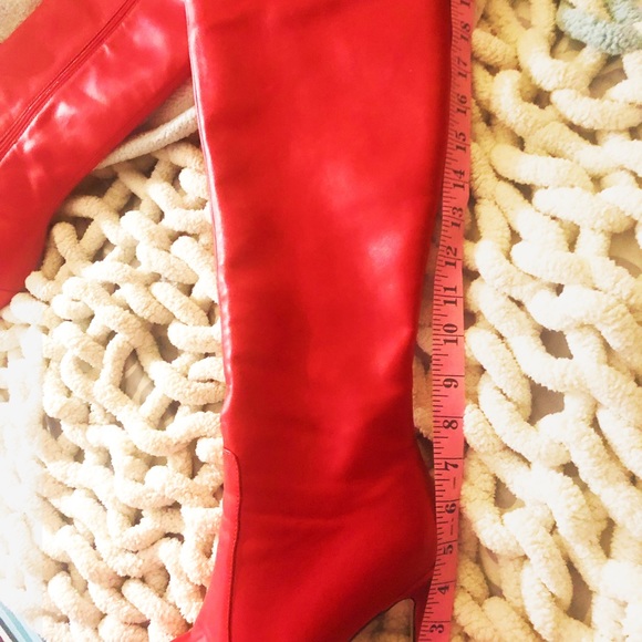 Red Knee High Stiletto Boots Sz 9 - Picture 7 of 10
